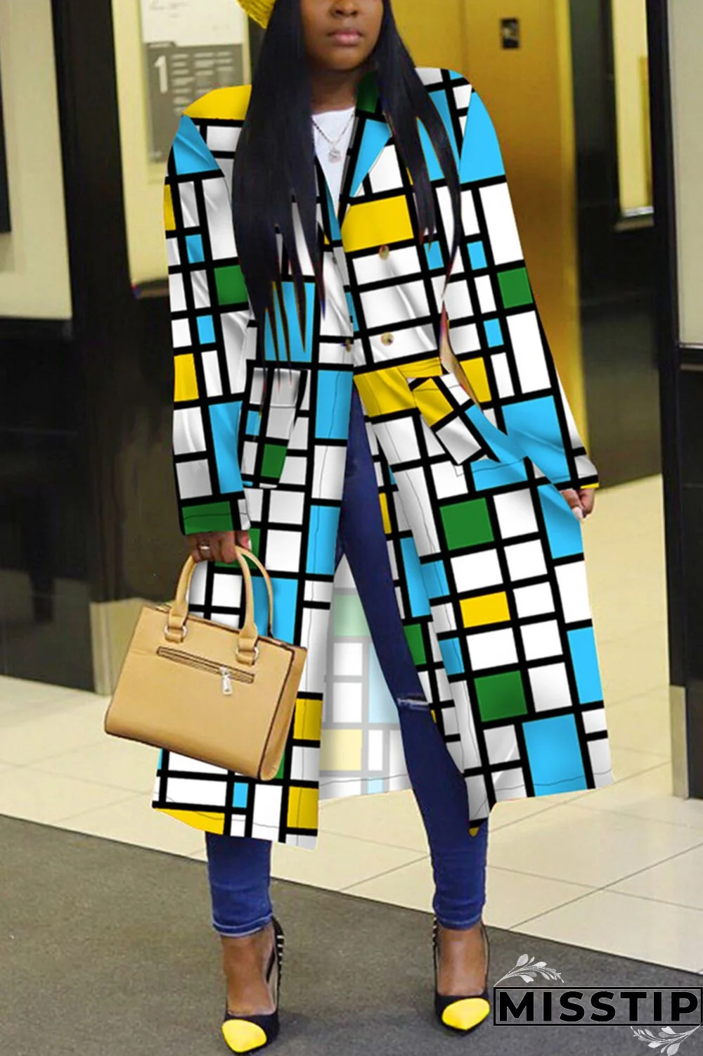 Black Purple Street Print Outerwear