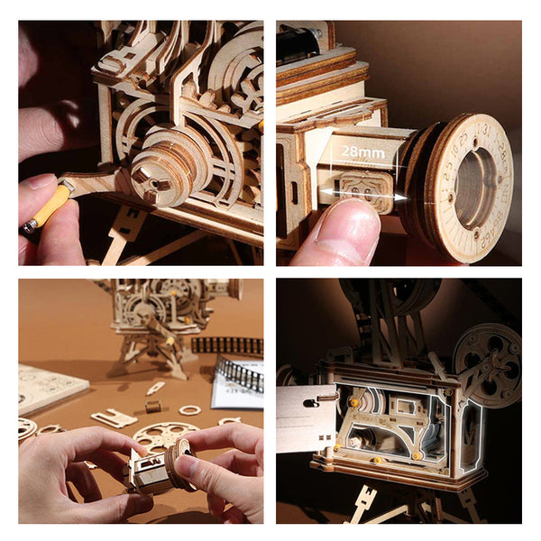 Wooden Vitascope 3D Puzzle Vintage Film Projector LK601 10