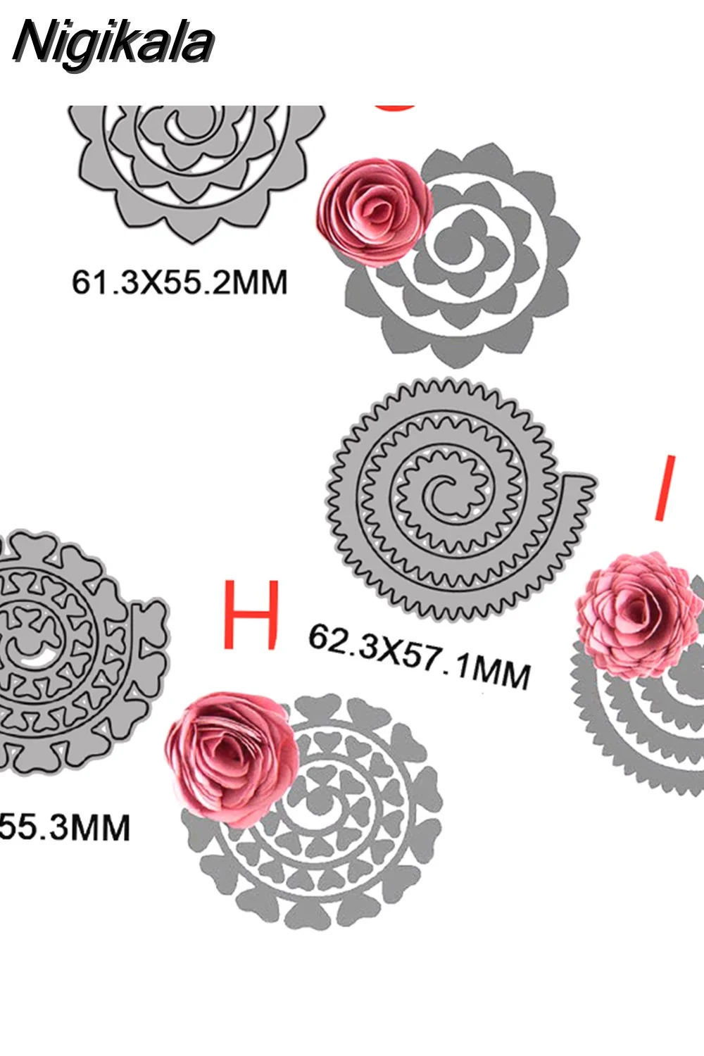 Nigikala Spiral Flower Garland Metal Cutting Dies for DIY Scrapbooking Album Decorative Crafts Embossing Paper Cards Making 2023 New