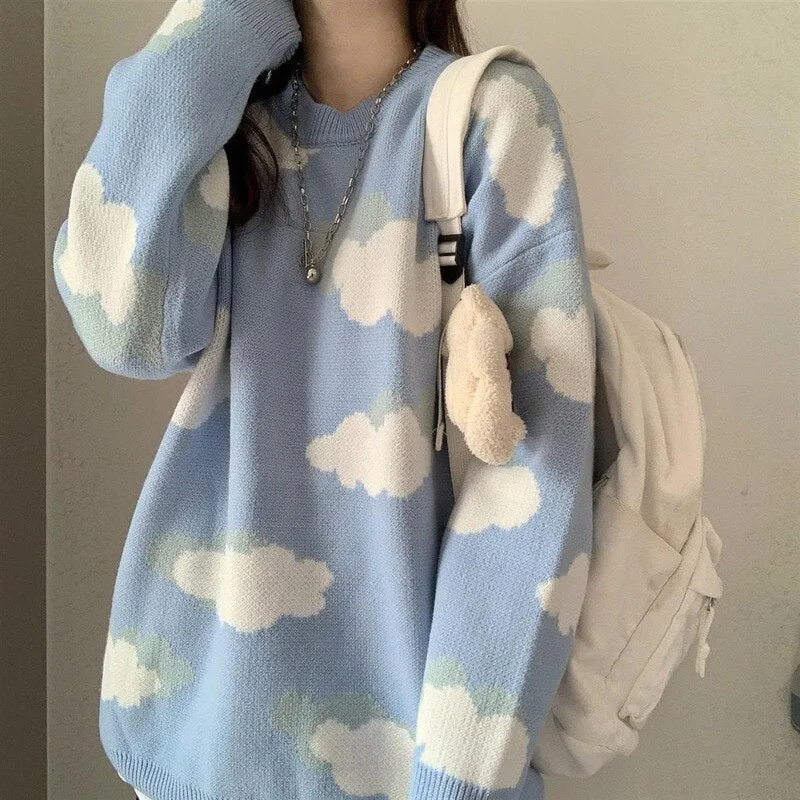 Sweaters Women Harajuku Lovely Knitted Sweaters Loose Women Pullover Autumn Winter Knitwear Casual Korean Tops  Pull Femme