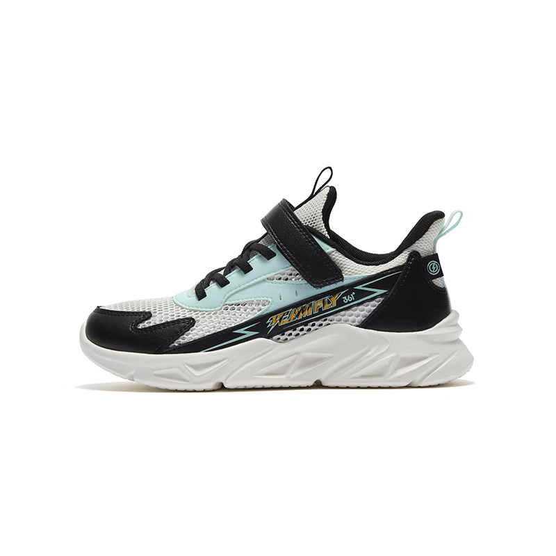 361°KIDS Cushioned Wear-Resistant Breathable Low-Top Kids' Running Shoes White Black Teenagers