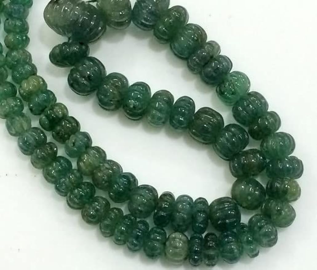 LKBEADS 1 Strand Natural Emerald Melon Beads, Emerald Necklace, Emerald Jewelry, Original Emerald Necklace, 5.5mm - 15mm 10