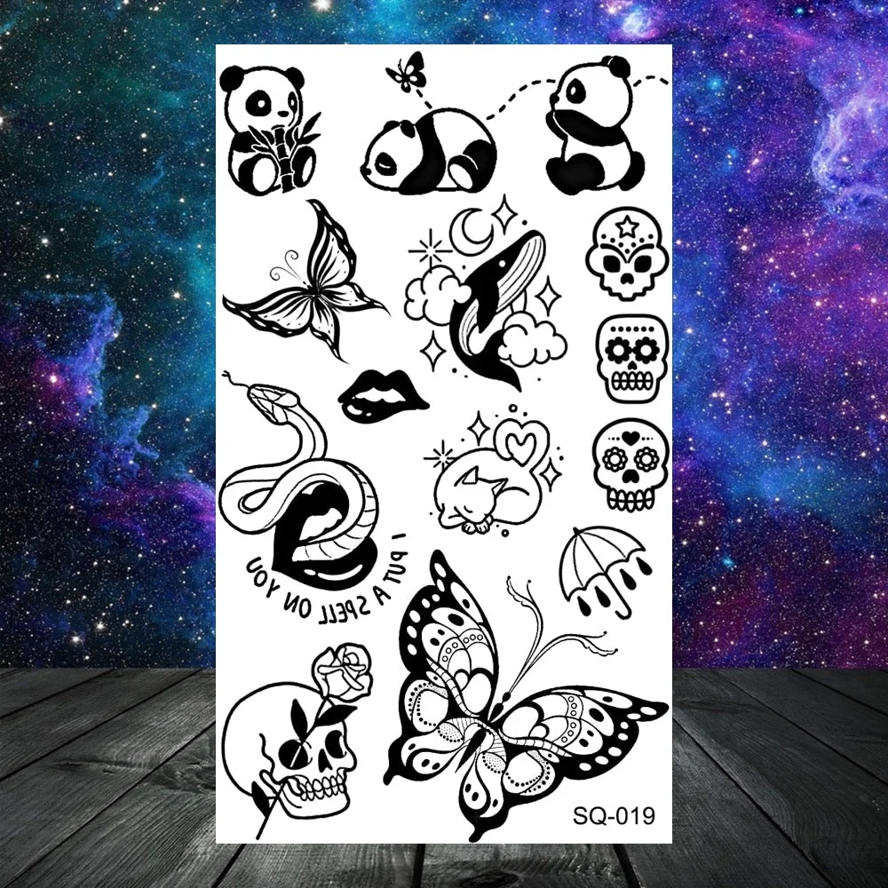 3D Constellation Rose Mountains Tatoos Temporary Tattoos For Women Men Star Moon Sun Realistic Fake Tattoo Small Washable Tatoos