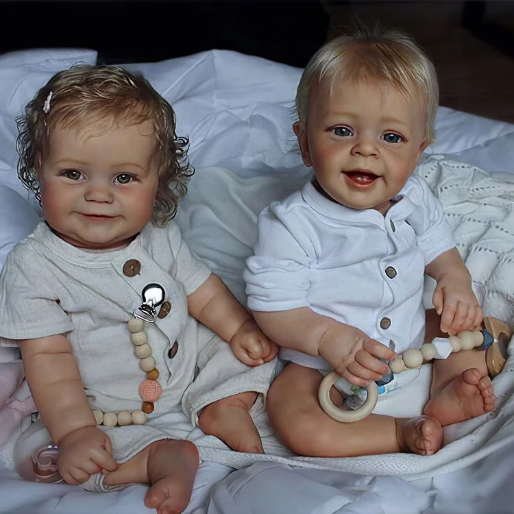 [New Series]20" Lifelike Handmade Huggable Opend Eyes Reborn Toddler Baby Doll That Look Real Twins Girl And Boy Marry & Jacky Rebornartdoll® RSAW-Rebornartdoll®