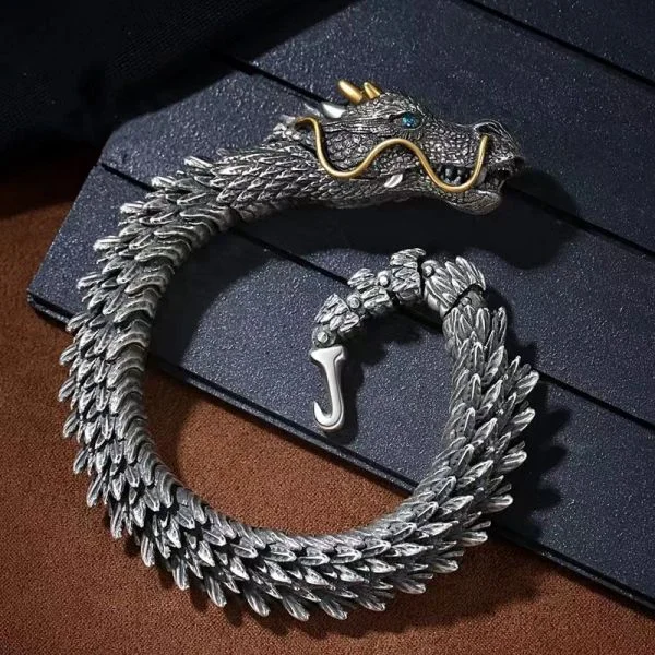 Sterling Silver Handmade Dragon Chain Bracelet