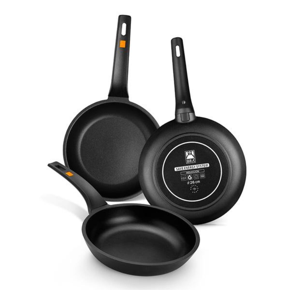 Non-stick frying pan BRA Sart&eacute;n Efficient &Oslash; 22 cm Black Metal Aluminium