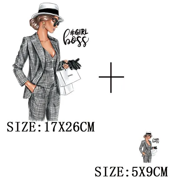 Fashion Girls Thermal Sticker On T-shirt DIY A-levels Iron On Transfer For Clothing Pretty Lady On Woman Clothes Patch Appliqued