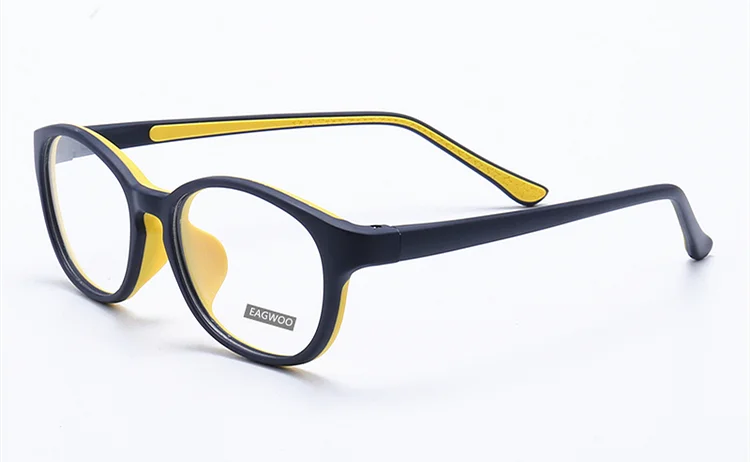 EAGWOO Silicon Soft Eyeglasses Children Round Optical Frame Plain Spectacle Boy Girl Temple Prescription Glasses Frame 888