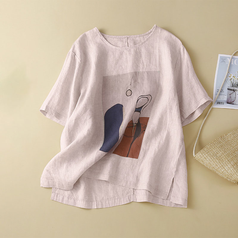 Women's retro print all-match literary T-shirt-Neogeekshirts:luchamp