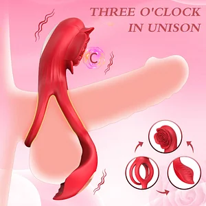 Rose Lock Double Ring Penis Clitoral Stimulation App Remote Control