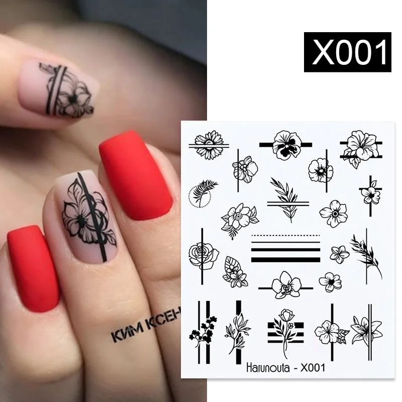 1Pc Spring Water Nail Decal And Sticker Flower Leaf Tree Green Simple Summer DIY Slider For Manicuring Nail Art Watermark