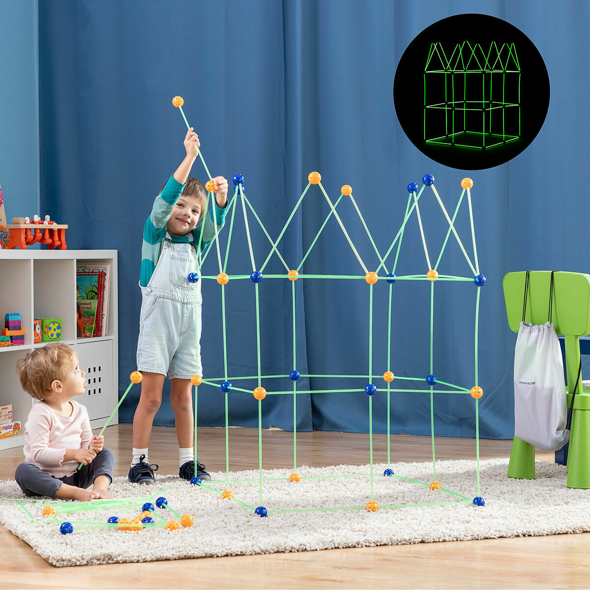 Children&rsquo;s Fort Building Kit Builkitt InnovaGoods 155 Pieces
