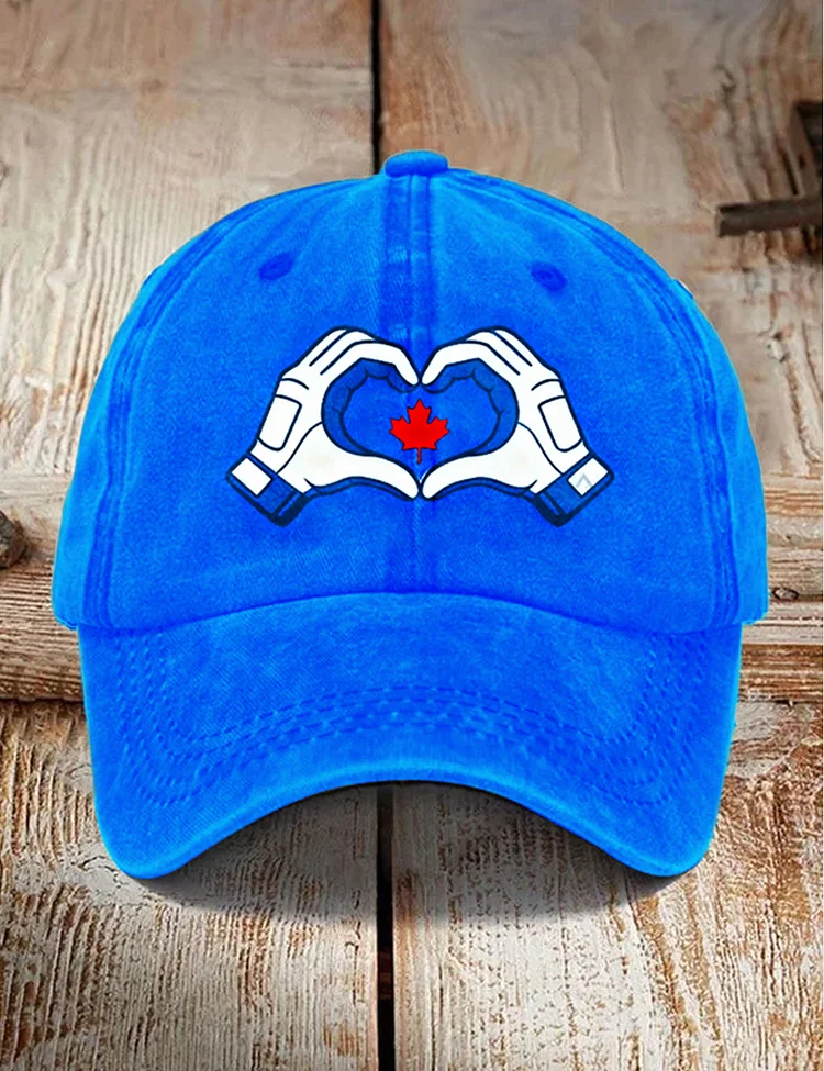 Toronto Blue Jays Baseball Canada Flag Heart Hands Hat