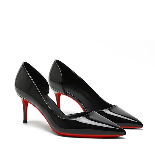 60mm Women's Side Cut-out Closed Pointed Toe Party Daily Red Bottom Pumps VOCOSI VOCOSI