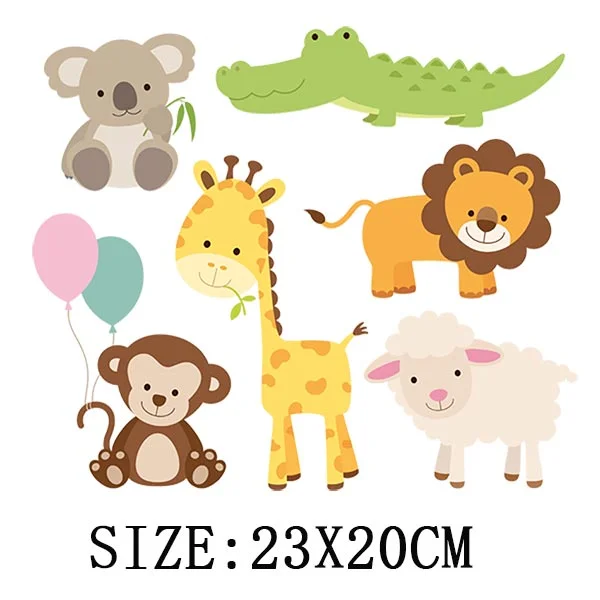 Cute Animals Heat Sticker On T-shirt DIY A-levels Iron On Transfer For Clothing Beautiful Design On Kid Clothes Patch Decoration