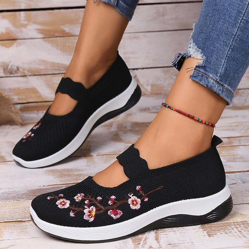 Damen Freizeit Atmungsaktive Slip-On Orthopädische Walkingsneaker