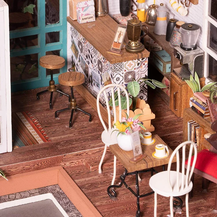 DIY Miniature House Kit Flavory Coffee Shop, Tiny House Kit for