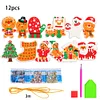 12Pcs Diamond Painting Acrylic Christmas Gingerbread Hanging Kits for Christmas Tree
