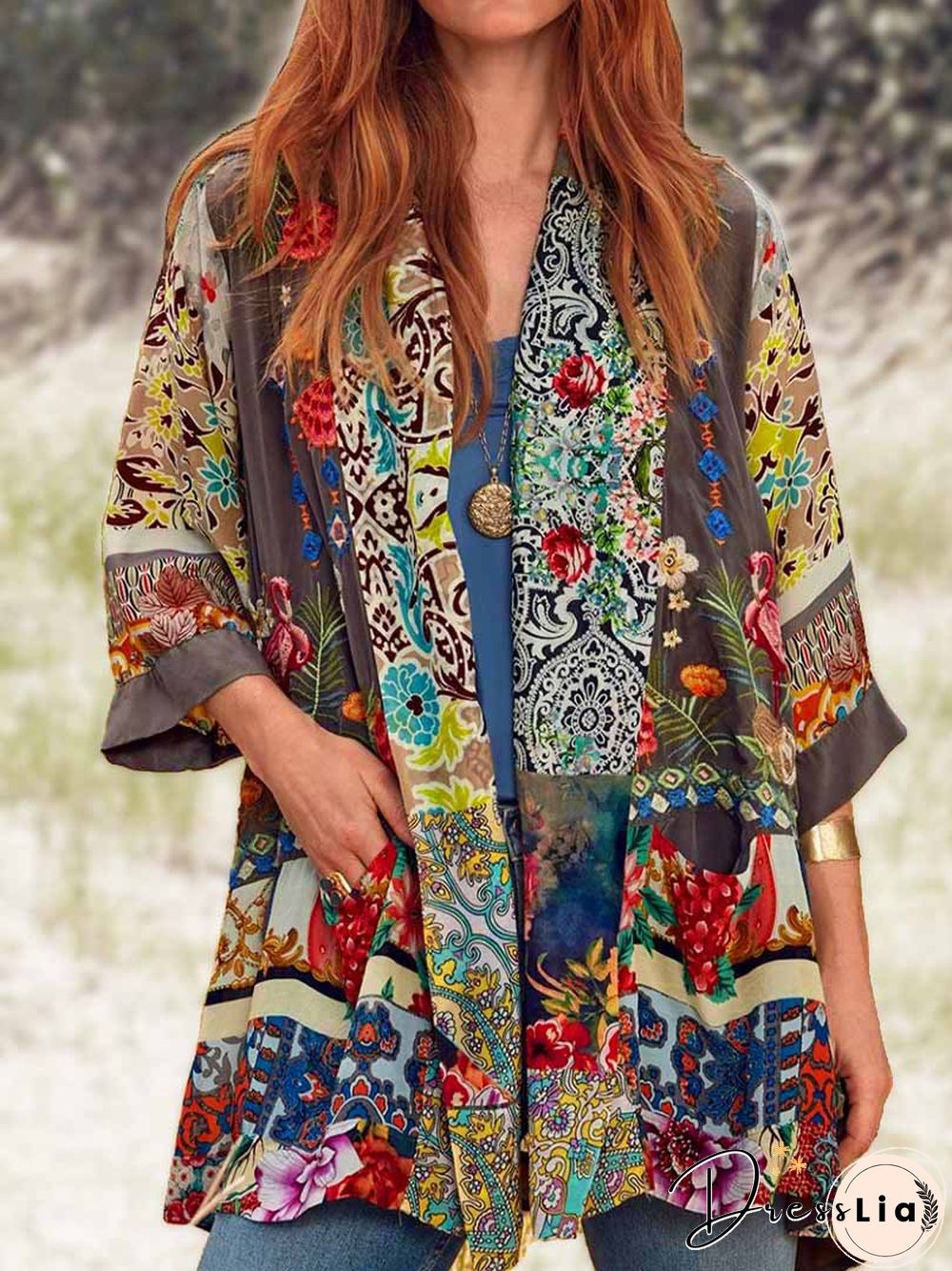 Women Ethnic Boho Autumn Natural Loose Best Sell Three Quarter H-Line Regular Other Coat