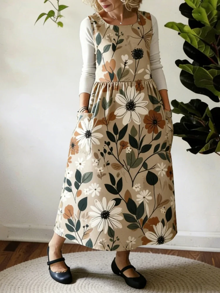 Warm Floral Printed Apron