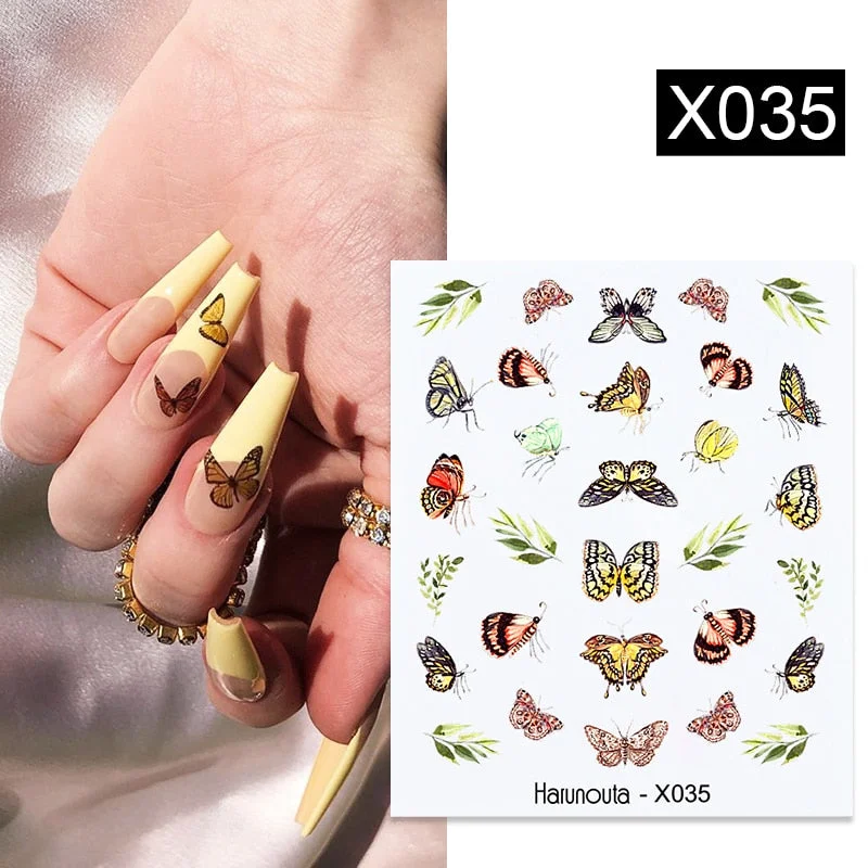 1Pc Spring Water Nail Decal And Sticker Flower Leaf Tree Green Simple Summer DIY Slider For Manicuring Nail Art Watermark