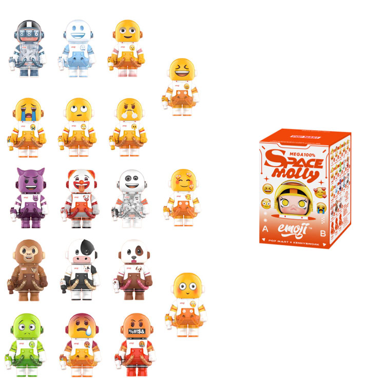POP MART Mega Space Molly X Emoji Series Worn Out 100%