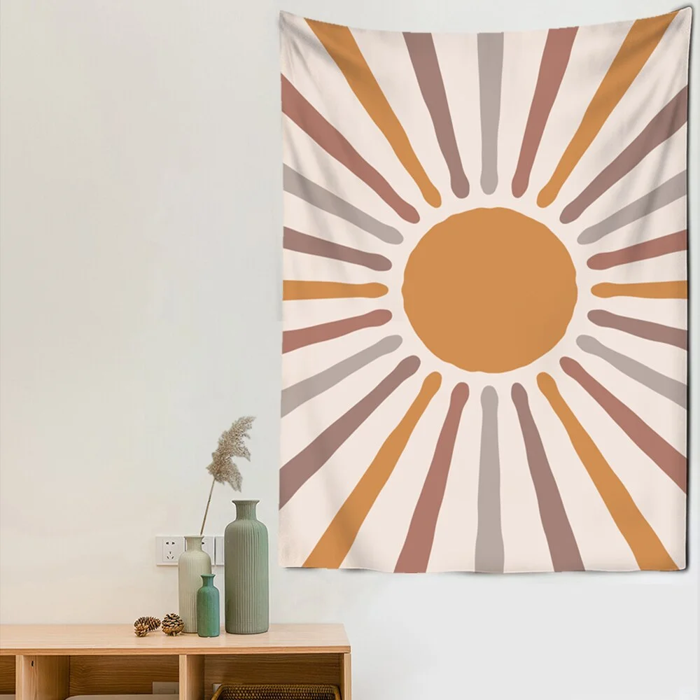 Nigikala Decoration Nordic Landscape Tapestry Decorative Mountain Sea Wall Hanging Cloth Contrast Color Wall Hanging