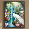 Diamond Painting-DIY Full Round Drill White Peacock At Lake Forest