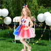 Kids Girls Independence Day with Bow Cartoon Festive Bow Tutu Dress