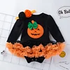 Halloween Baby Costume Girls Rompers Newborn Pumpkin Black Jumpsuits