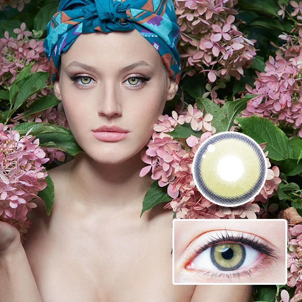 NEBULALENS lemon Green Yearly Prescription Colored Contact Lenses NEBULALENS