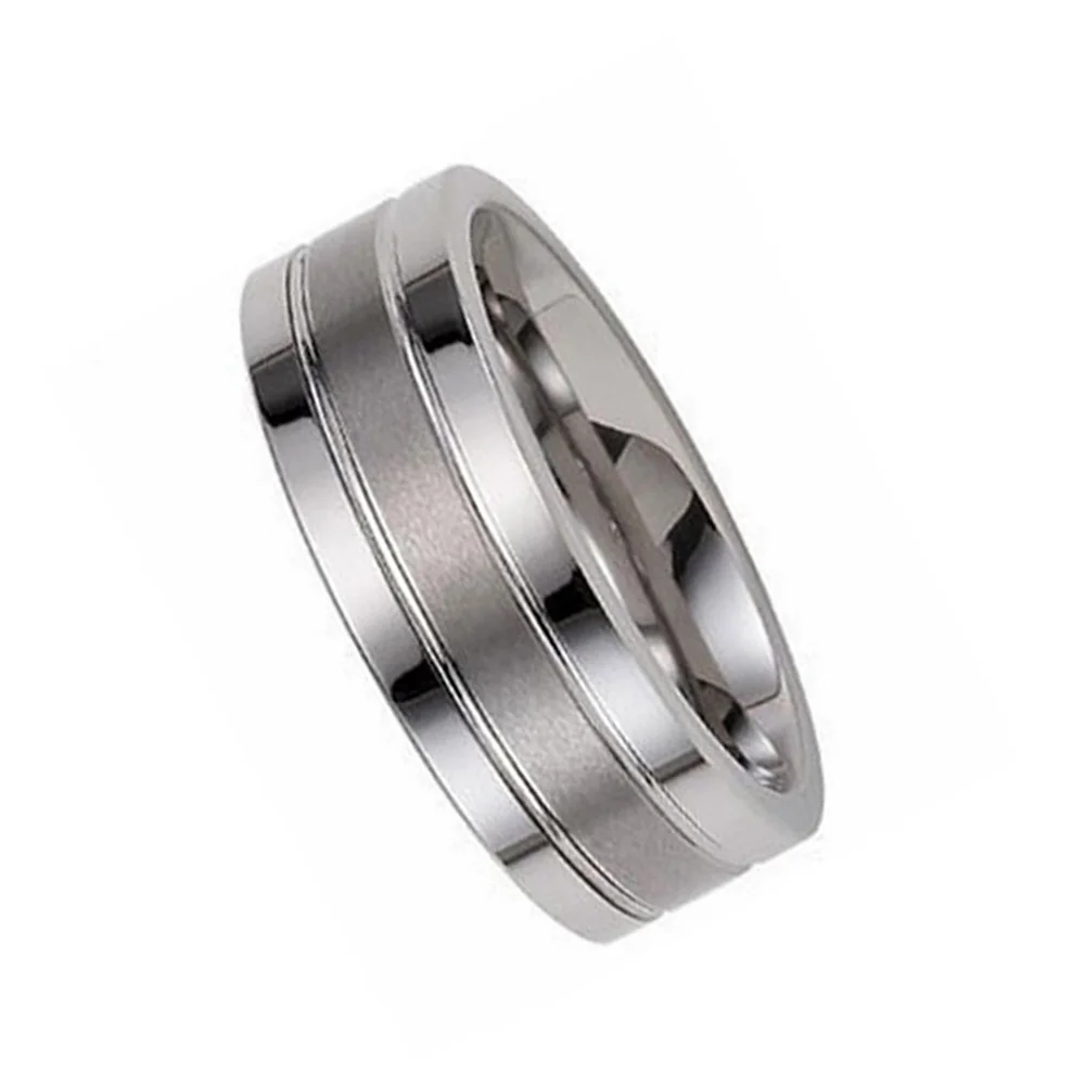 6MM 8MM Flat Center Brushed Grooves Tungsten Carbide Rings Men Silver Wedding