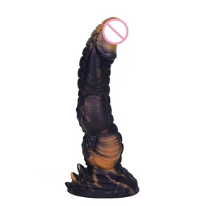 Tentacle Shaped Penis Soft Silicone Dildo For Women Black-brown