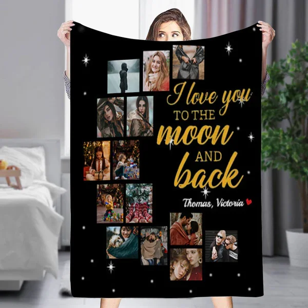 Personalized 1/10/14 Photos Custom Photo Fleece Blankets Gift for Him/Her Names Blanket