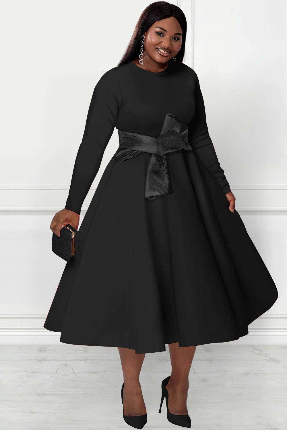 cheap business casual dresses plus size business casual dresses Plus Flutter Sleeve Fit-and-Flare Dress