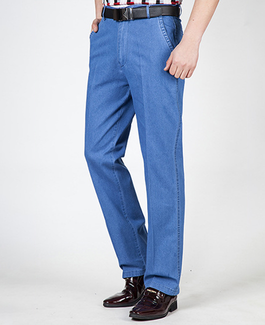 Business Casual Solid Denim Straight Leg Jeans
