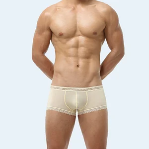 Men's Ice Silk Solid Color Quick-Drying Boxer Briefs