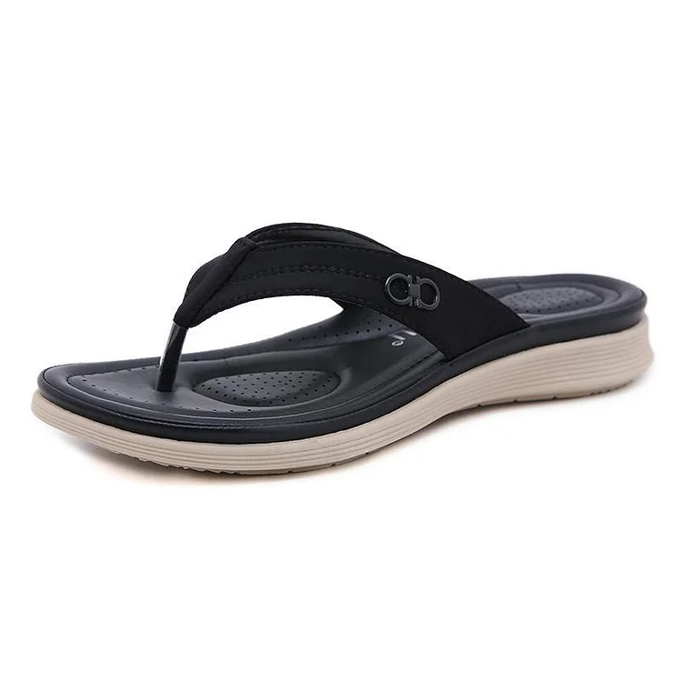 Womens Casual Metal Flip Flops Black Synthetic Sandals shopify Stunahome.com