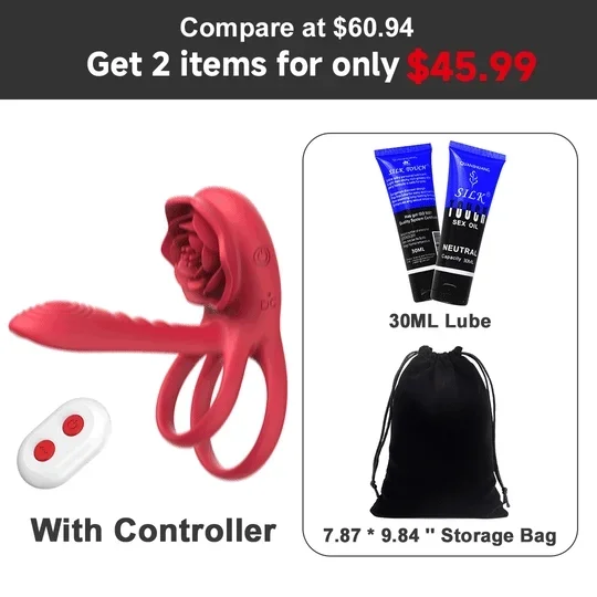 Axion 3-in-1 Male Rose Vibrating Cock Rings Couples Toys