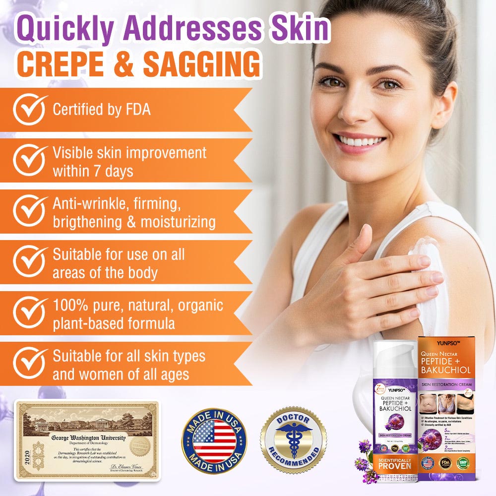 YUNPSO™ Queen Nectar Peptide + Bakuchiol Skin Restoration Cream - Anti-aging, Hydrating, Skin Firming & Lifting, Skin Repair, Even Tone, Acne and Dark Spot Treatment, Wart and Mole Removal, and Psoriasis Relief.