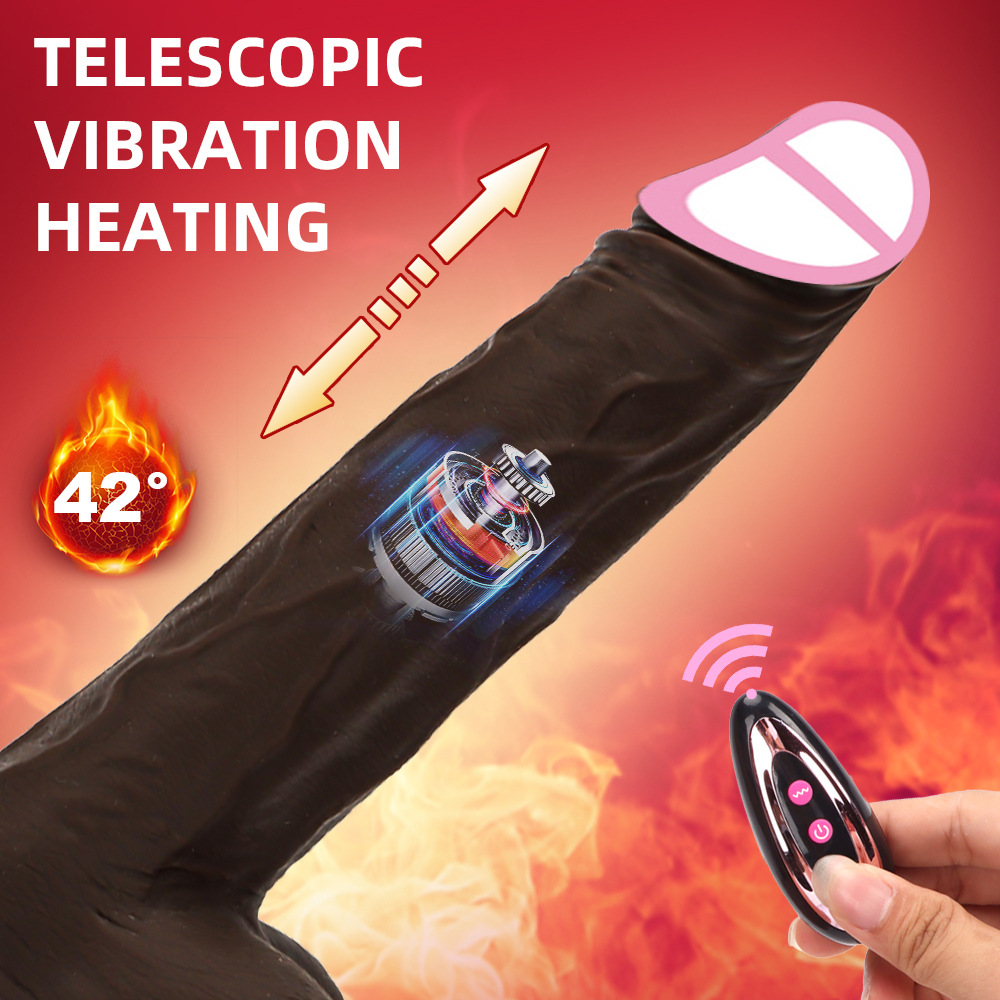 Brown Dildo Heating Automatic Telescopic Shaking Realistic Penis Vibrator