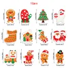 12Pcs Diamond Painting Acrylic Christmas Gingerbread Hanging Kits for Christmas Tree