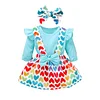 Baby Girl Romper Suspender Skirts Headband Bow Sets
