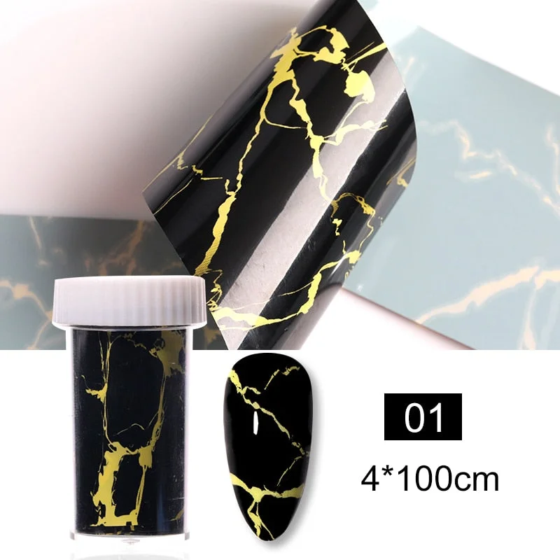 1 Roll Snowflake Christmas Sparkly Nail Foils Marble Series Nail Art Transfer Sticker Nail Decorations DIY Nail Accessories