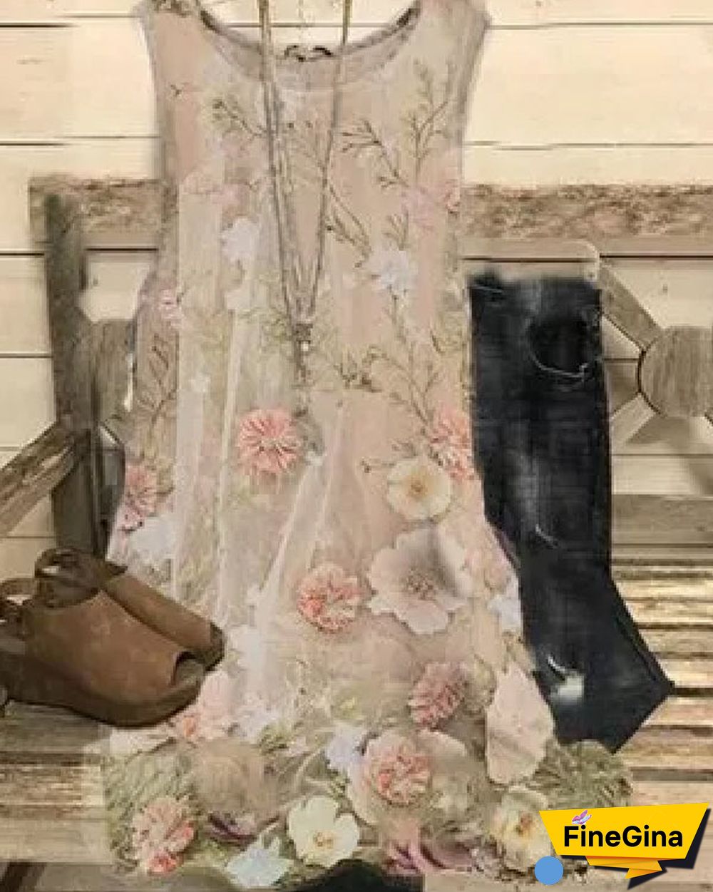 Crew Neck Printed Off-Shoulder Sexy Dress