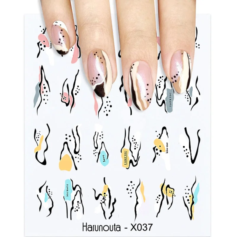 1Pc Spring Water Nail Decal And Sticker Flower Leaf Tree Green Simple Summer DIY Slider For Manicuring Nail Art Watermark