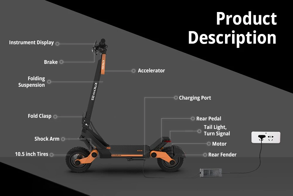 Kukirin G3 Scooter électrique 1200W moteur arrière 50 km/h vitesse maximale 52V 18Ah batterie au Lithium 70km d'autonomie frein à disque 120kg charge