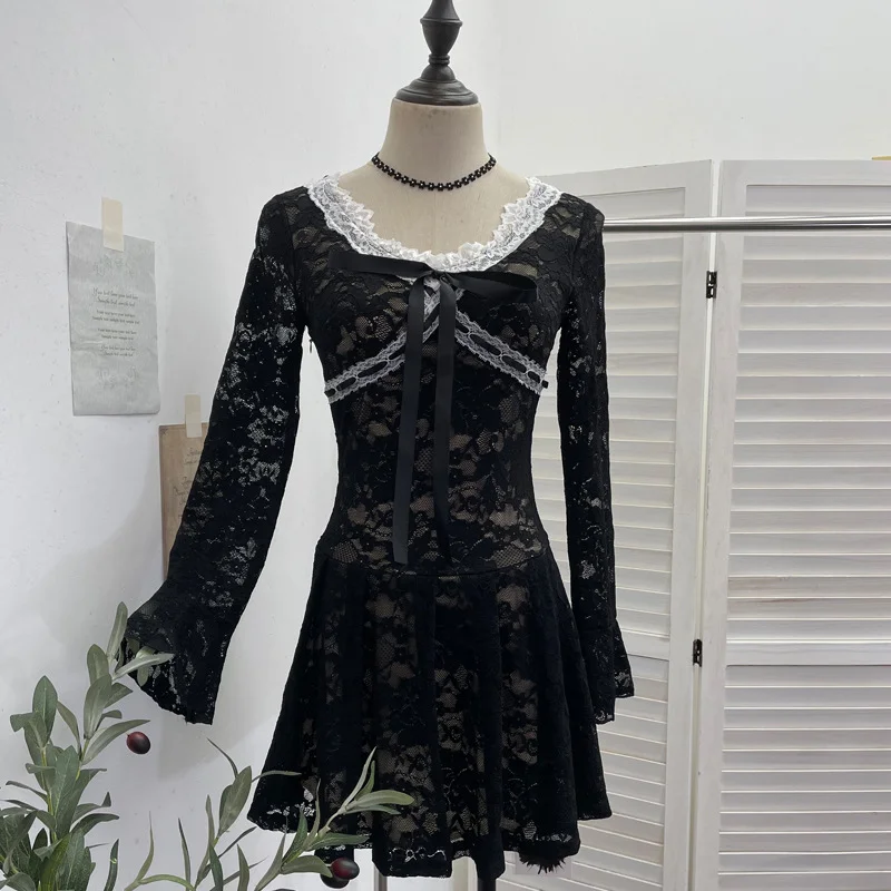 Nigikala Nigikala Unique Dress With Thin Folds And Hips High-Collar After The Opening Of The Fork Dress 8858