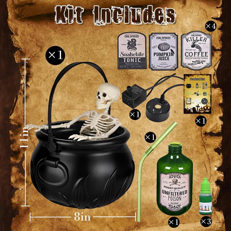 Product Introduction of Halloween Decorations Indoor - Cauldron Halloween Decor with Magic Floating Potion Bottles and Diffuser - Black Plastic Witches Bowl Hocus Pocus Party Decoration for Spooky Vintage Home Kitchen Table, Well Soon Gift 3