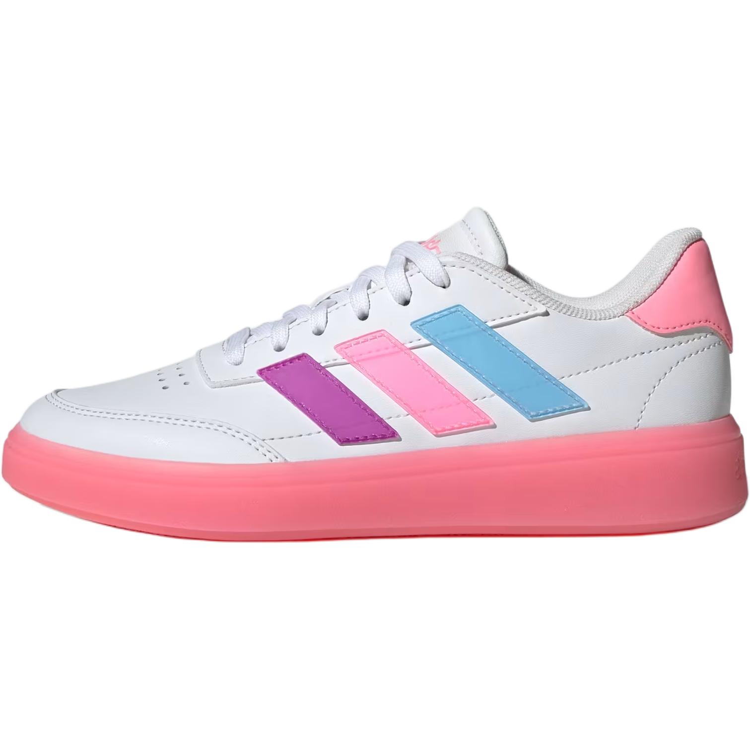 Adidas COURTBLOCK Anti Slip Wear Resistant Low Top Kids' Skateboarding Shoes White Pink Teenagers